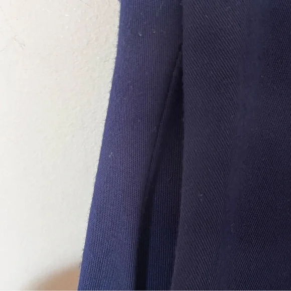 Vintage Navy Pleated Midi Skirt High Waist Gold Button - Picture 6 of 9